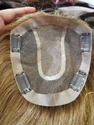 European Lace Front Highlighted PU Silk Base Hair Toppers